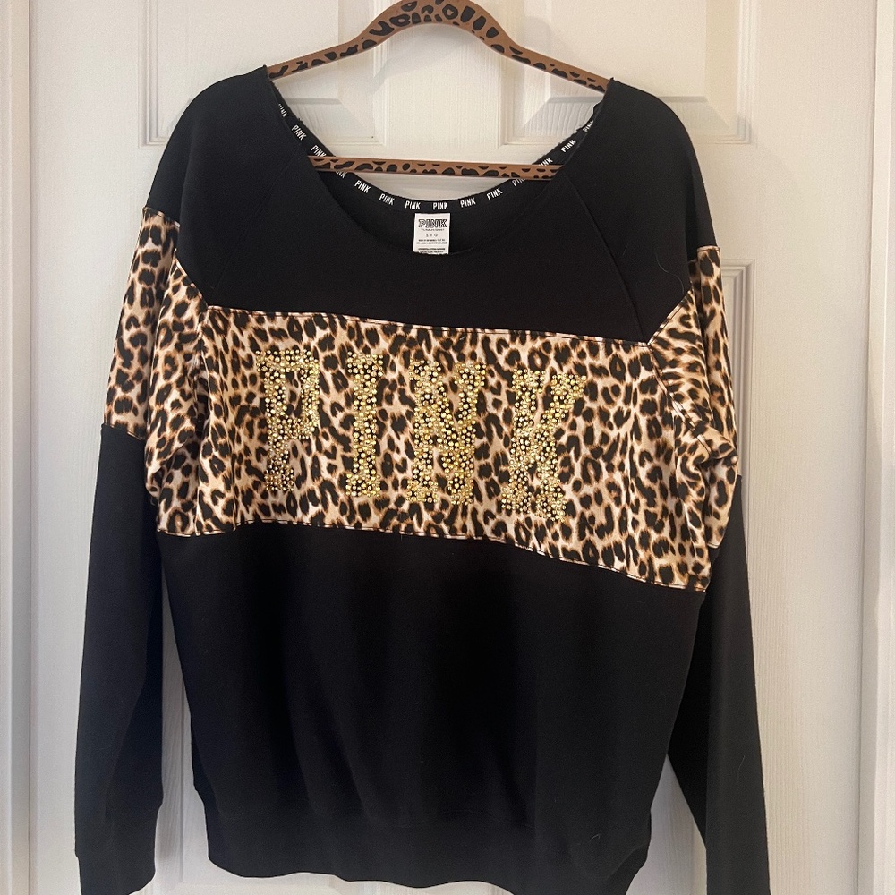 PINK Victoria's Secret Sequined Leopard Sweatshirt